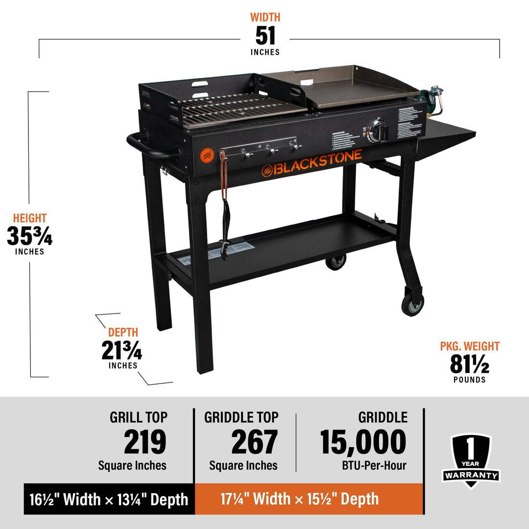 Blackstone Duo 17 inch Griddle and Charcoal Grill Combo