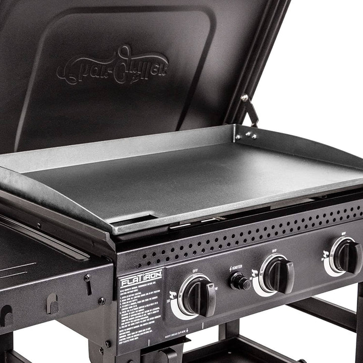 Char-Griller Flat Iron 3-Burner Outdoor Griddle GAS Grill with Lid in Black