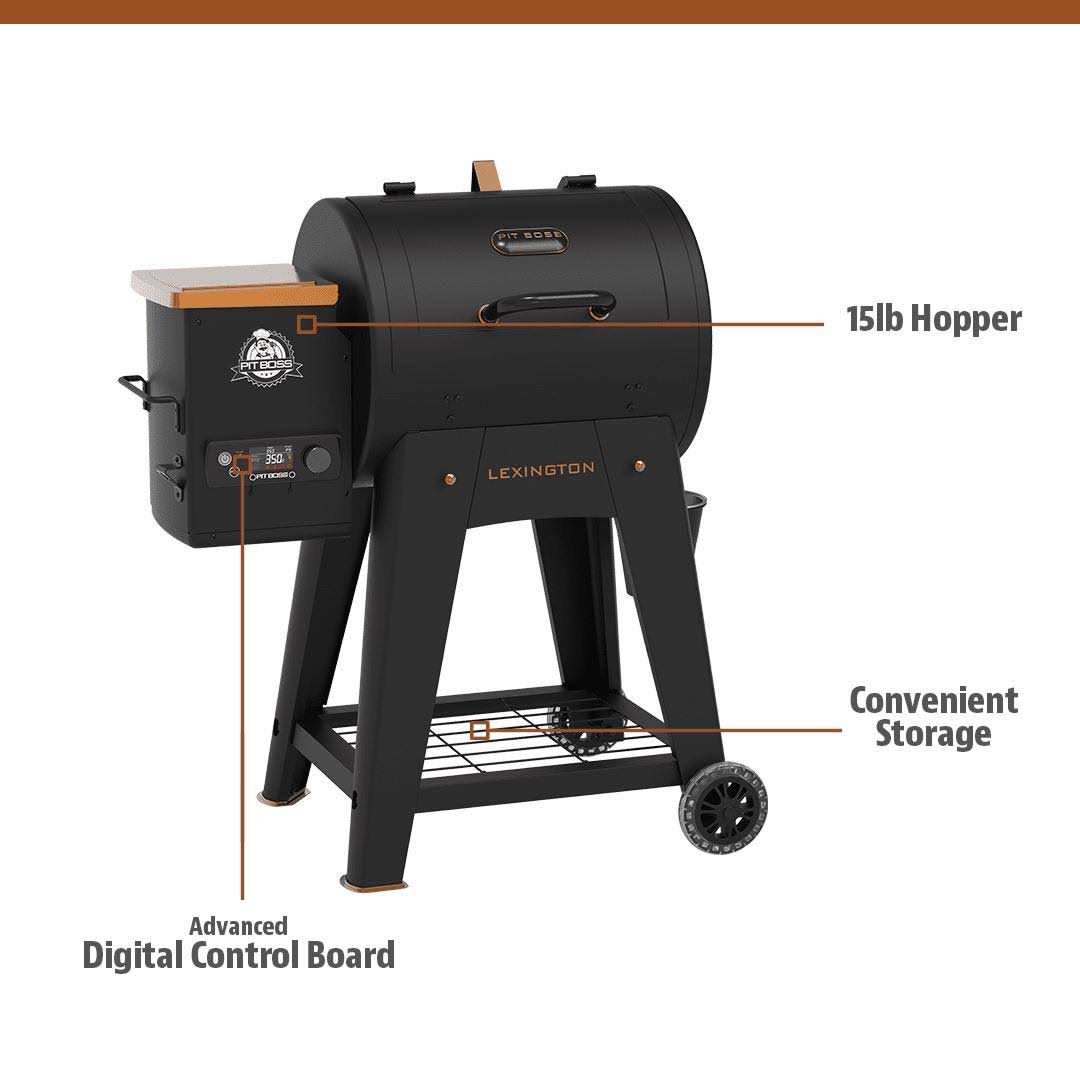 Pit Boss Lexington 500 Sq in Wood Fired Pellet Grill and Smoker – Onyx