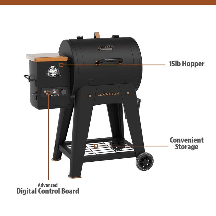 Pit Boss Lexington 500 Sq in Wood Fired Pellet Grill and Smoker – Onyx