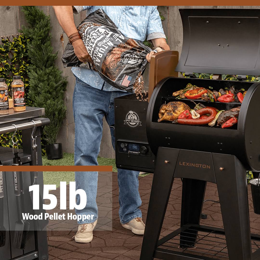 Pit Boss Lexington 500 Sq in Wood Fired Pellet Grill and Smoker – Onyx