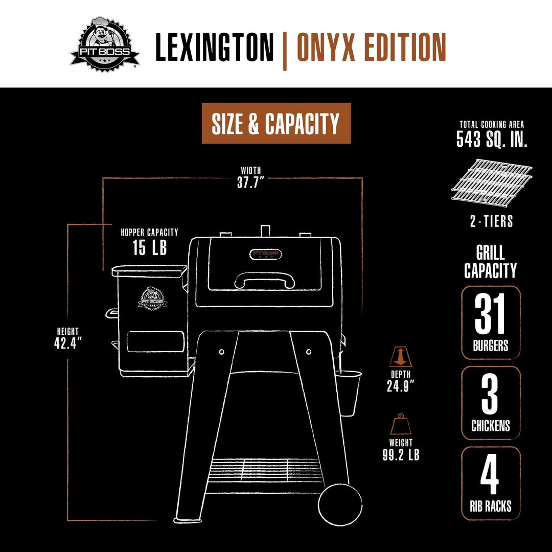 Pit Boss Lexington 500 Sq in Wood Fired Pellet Grill and Smoker – Onyx
